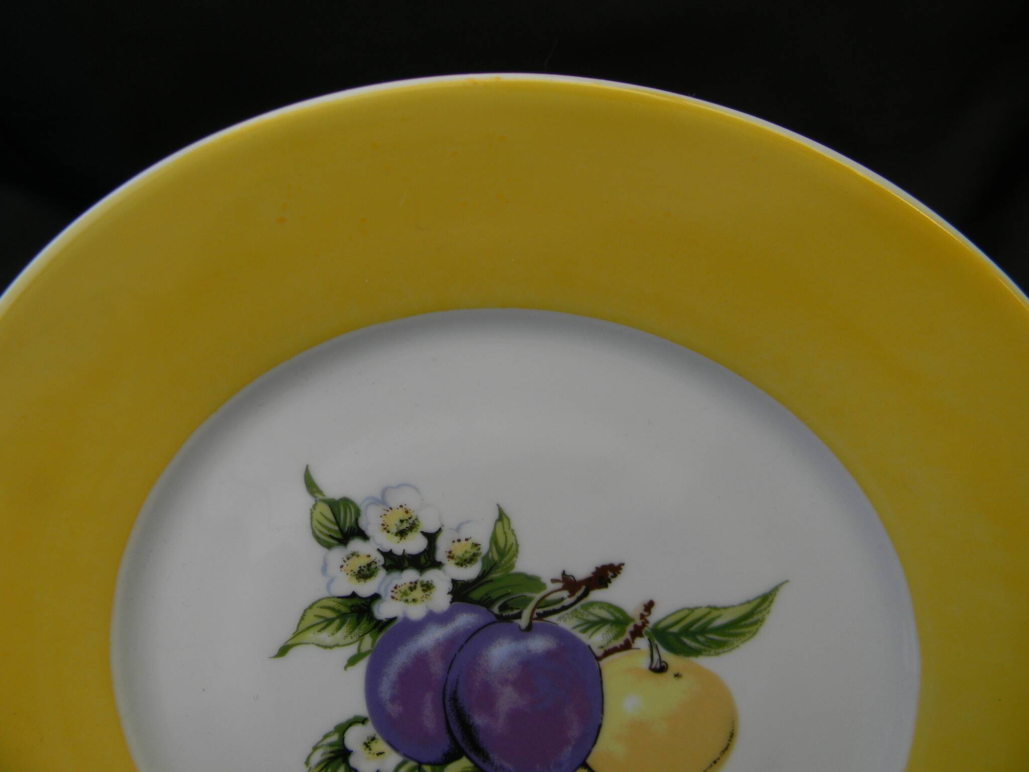 6 flat plates in porcelain from LIMOGES. Fruit decoration.