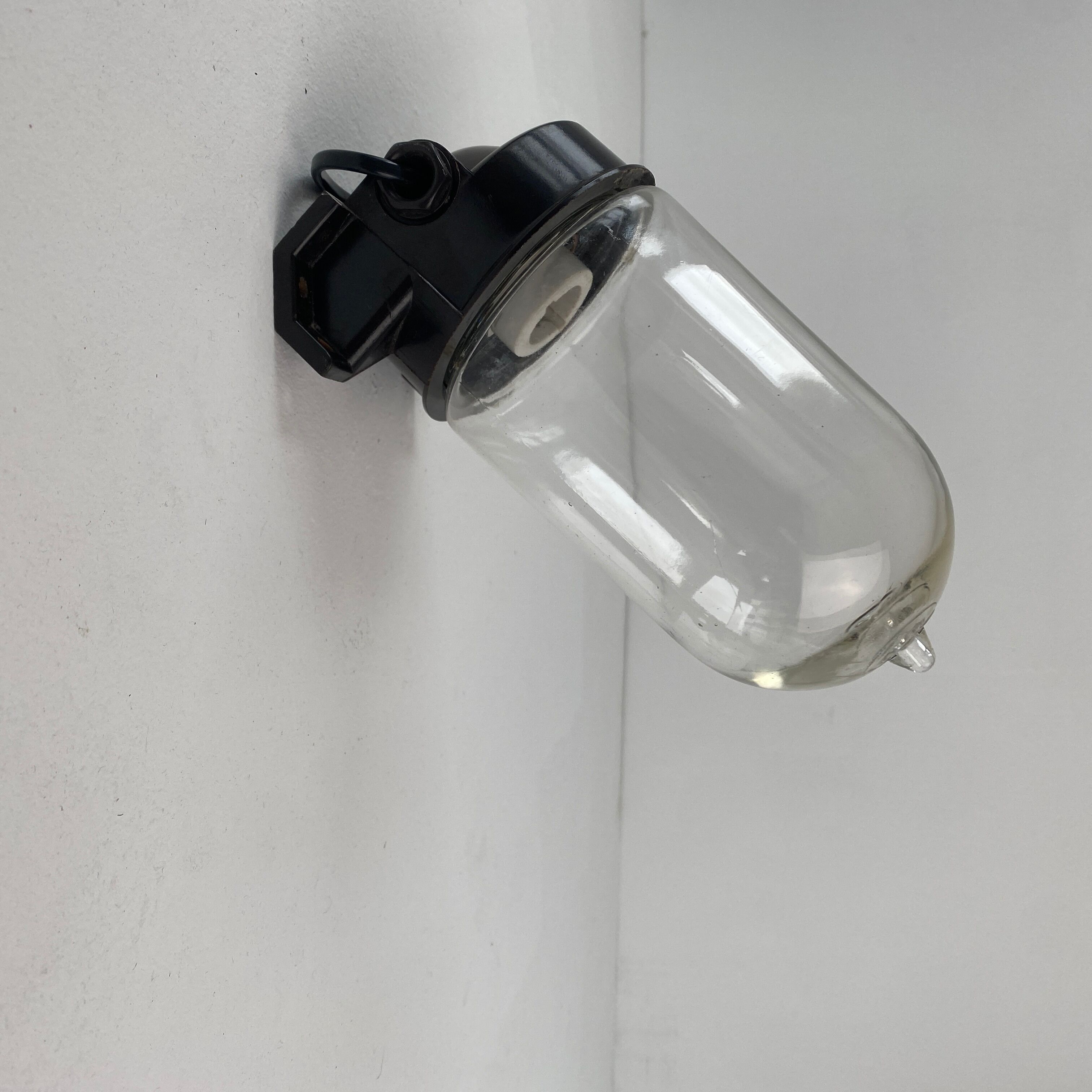 Glass wall lamp and vintage bakelite