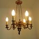 French victorian brass 6 light cherub chandelier with floral decoration