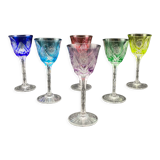 6 verres à porto en cristal de couleur