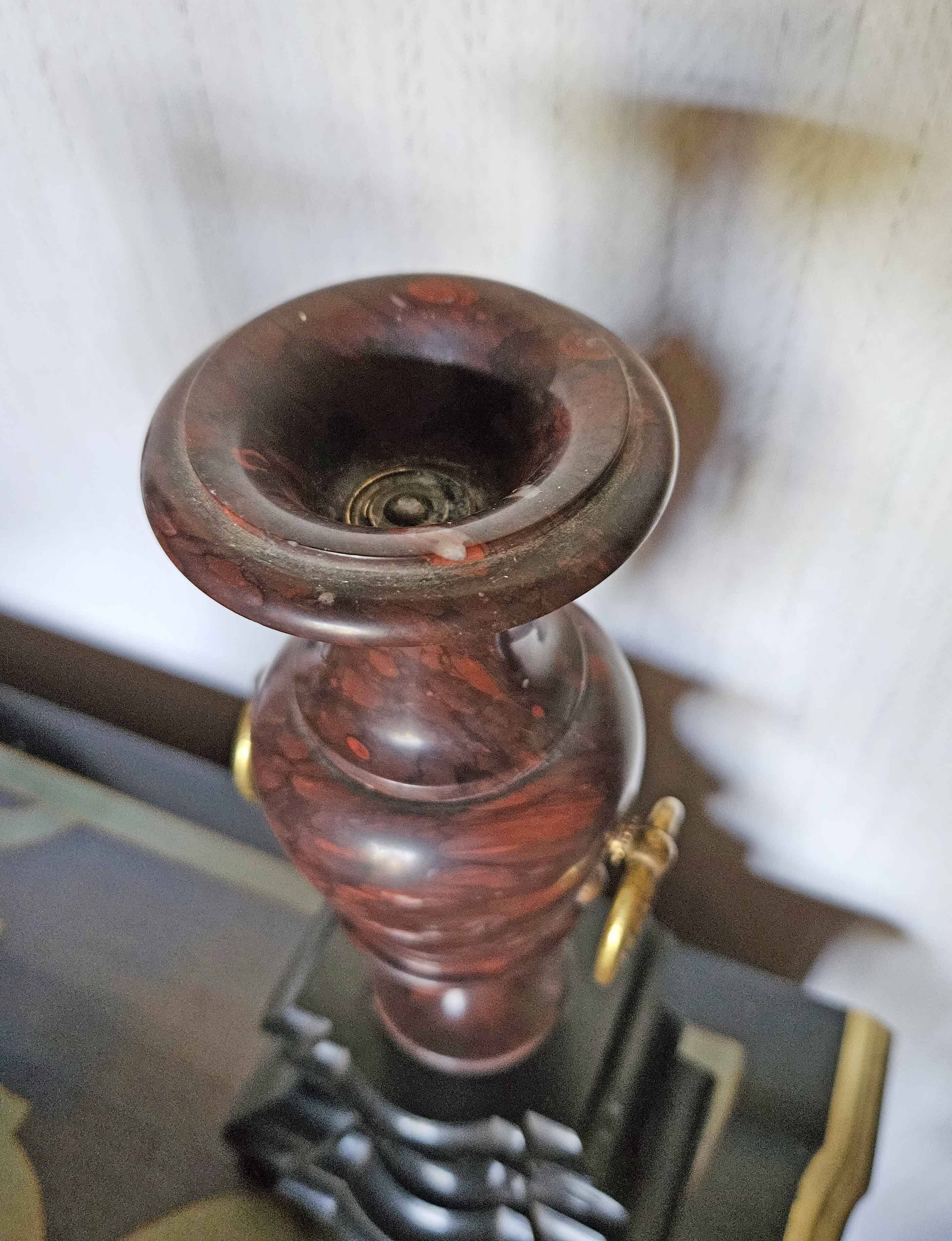 Antique Vases In Griotte Marble And Black Marble, Grand Tour, 19th Century