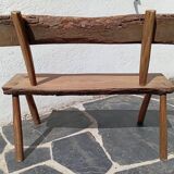 Small brutalist children's bench in elm and oak
