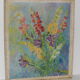 Tableau ancien bouquet floral 1950 signé M.Laurent  iris glaïeuls  très belle état huile sur toile
