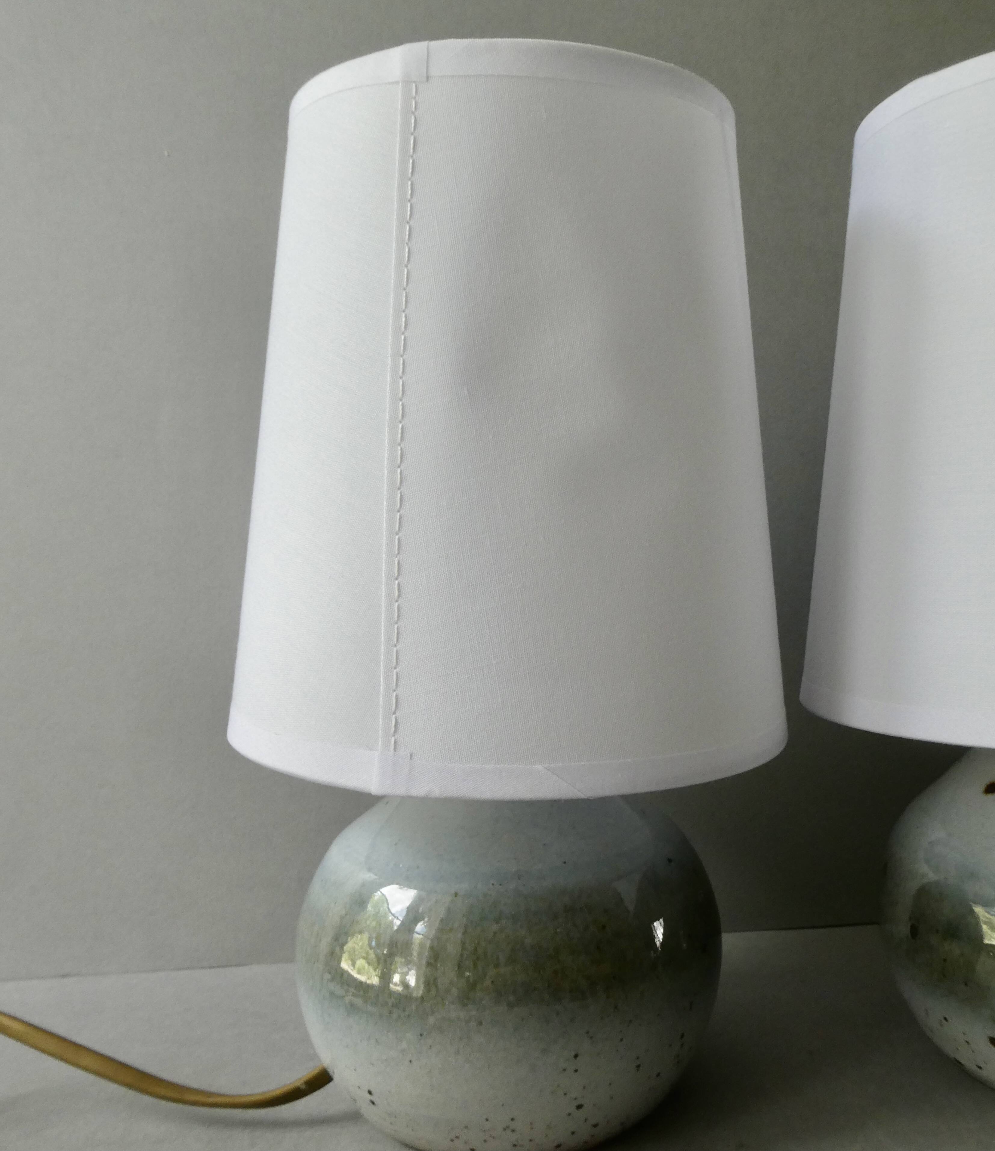 Pair of glazed ceramic lamps, 1970s-1980s