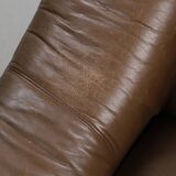 Vintage Pair of Brown Leather Lounge Armchairs — Second Half of the 20th