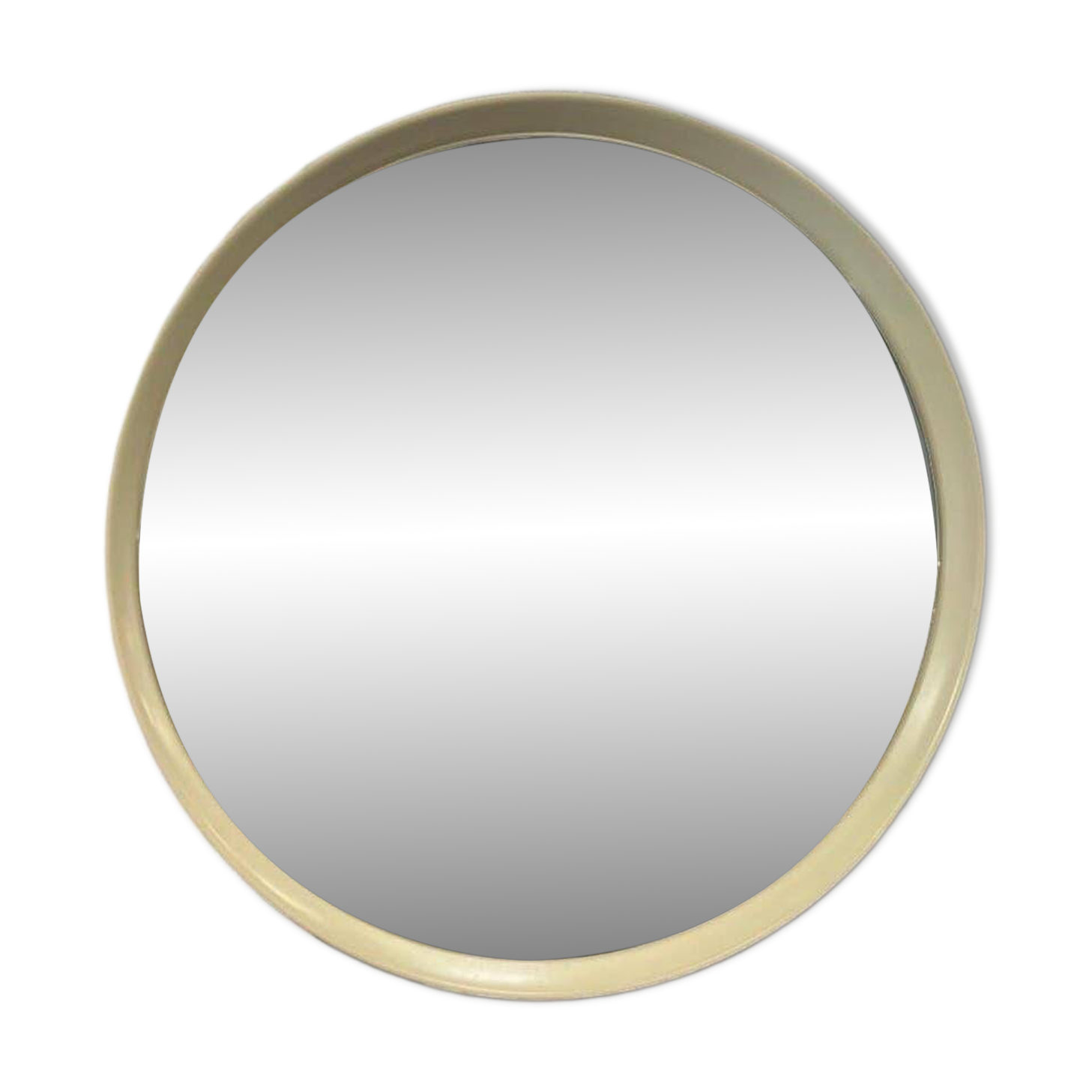 Beige vintage round mirror in a space style / wall mirror