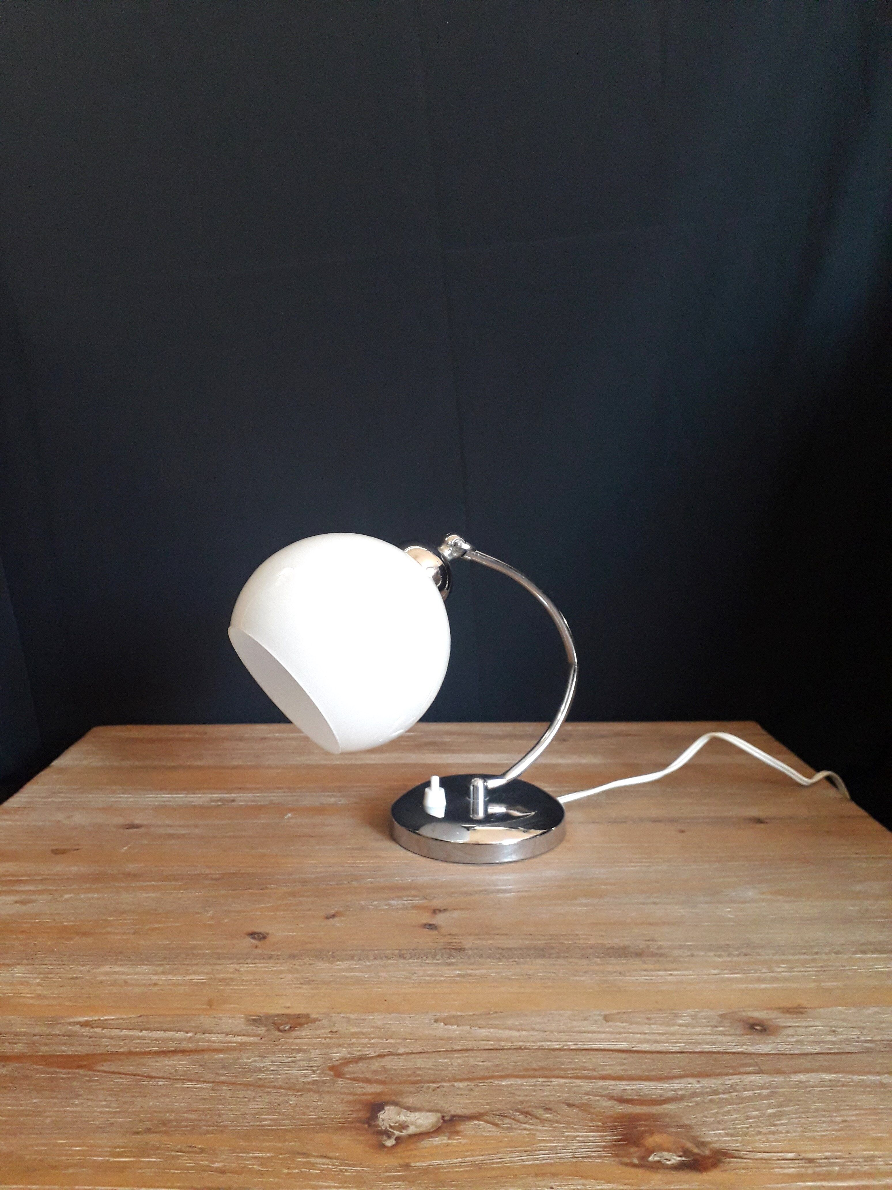 Table lamp / desk - Chrome metal and opaline globe - CIRCA 1950