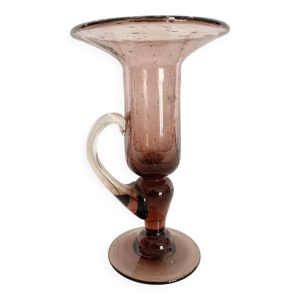 Bougeoir en verre soufflé et bullé