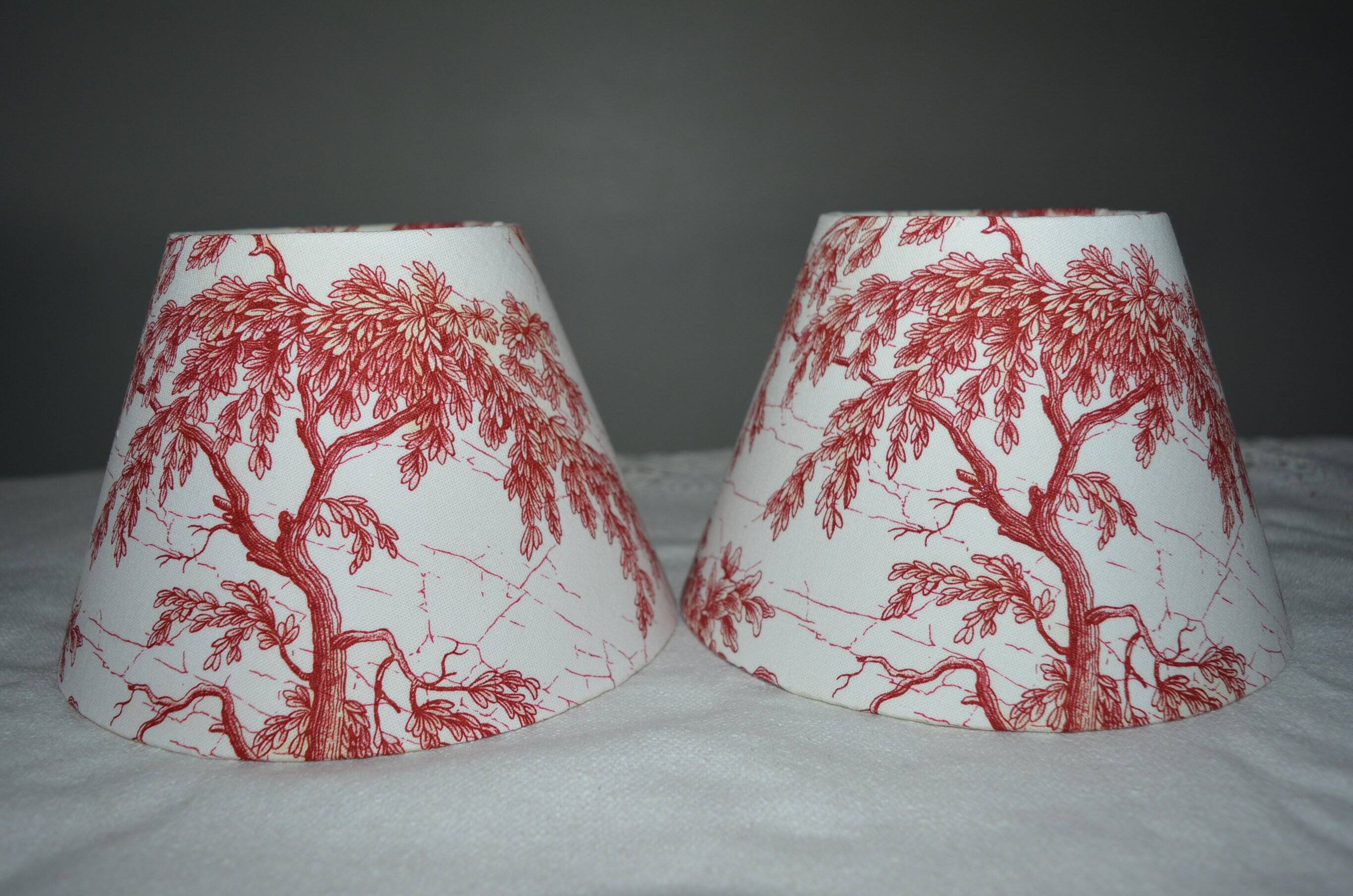 Pair of jouy bordo canvas lampshades