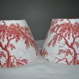 Pair of jouy bordo canvas lampshades