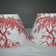 Pair of jouy bordo canvas lampshades
