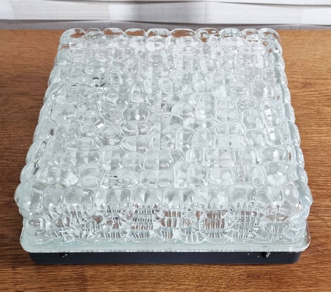 Holophane square ceiling light, vintage, 70s