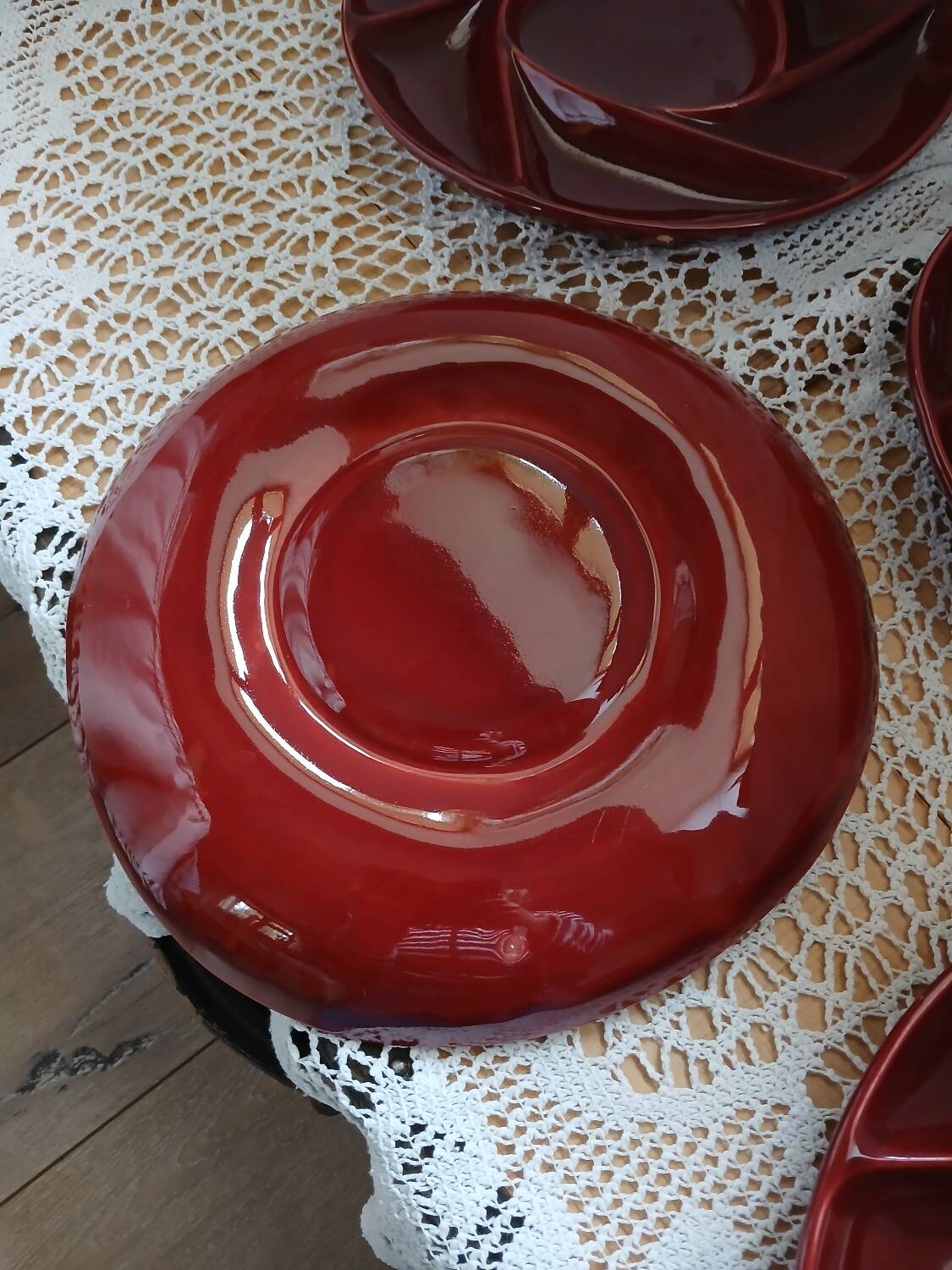 4 antique fondue plates