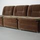 Canapé modulable vintage en velours marron/vert, 3 éléments