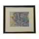 Watercolor Signed Emile Rondinet, woman resting in a Framed Garden