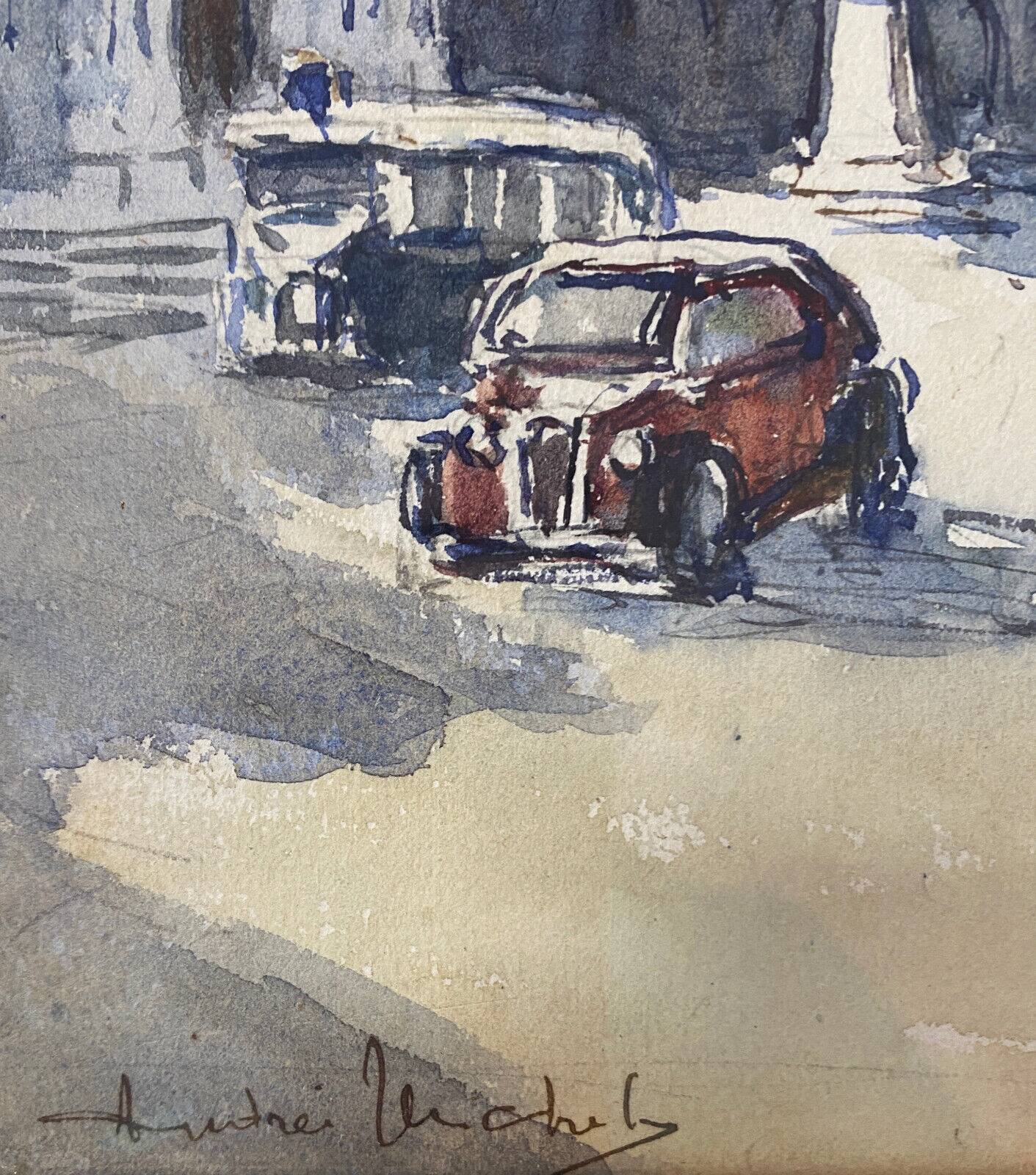 Painting "Bouquiniste - Quais de Seine" Paris Watercolor circa 1950 signed + frame