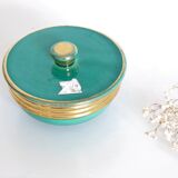 Ceramic jewelry box, green, Elchinger, 1970, vintage French