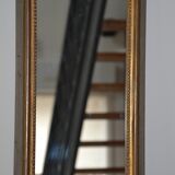 Miroir rectangulaire bois peint sculpté et doré ancien 85,5/31,6