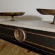 Napoleon III balance in blackened wood and white marble