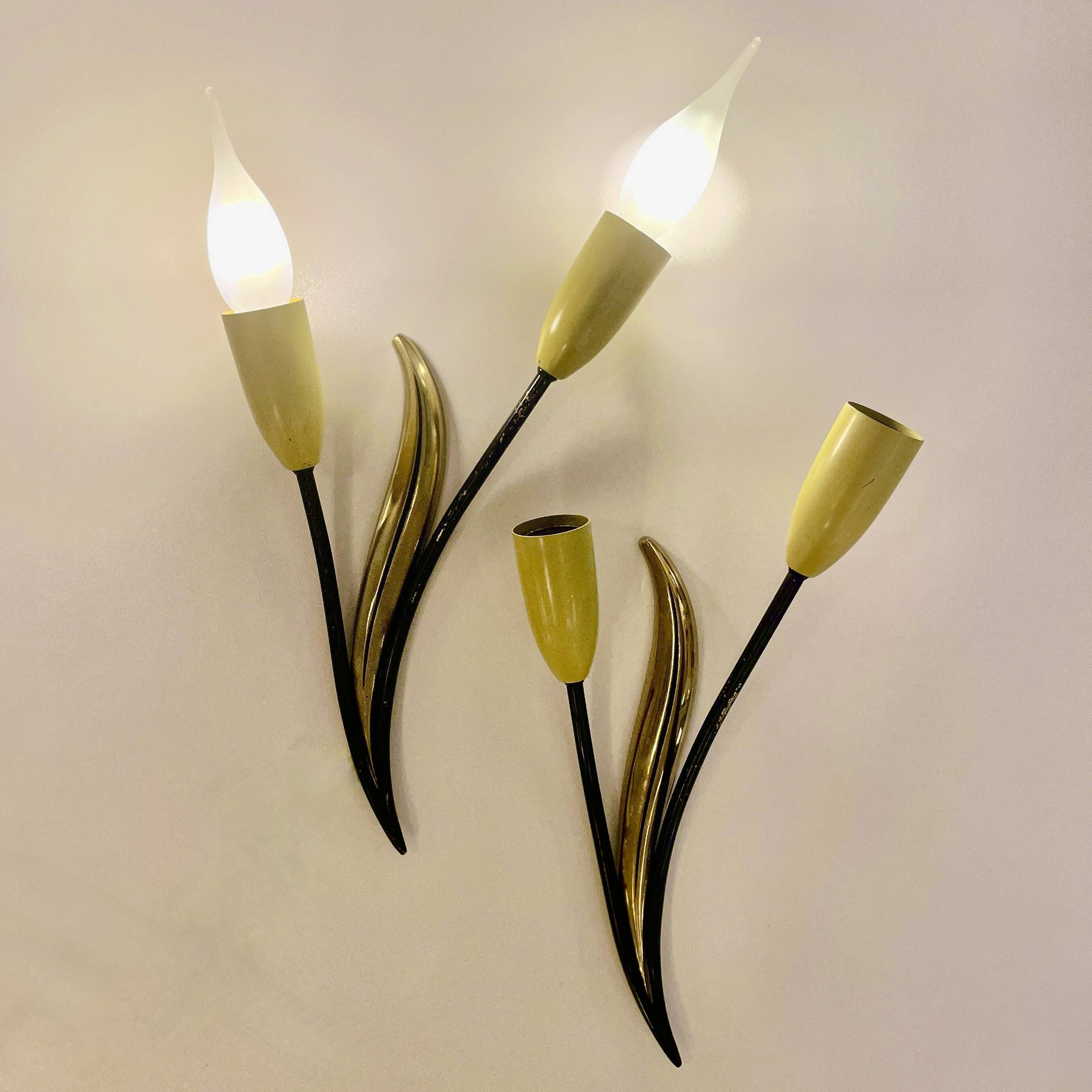 Mid-Century Floral Wall Lamps from 1950'