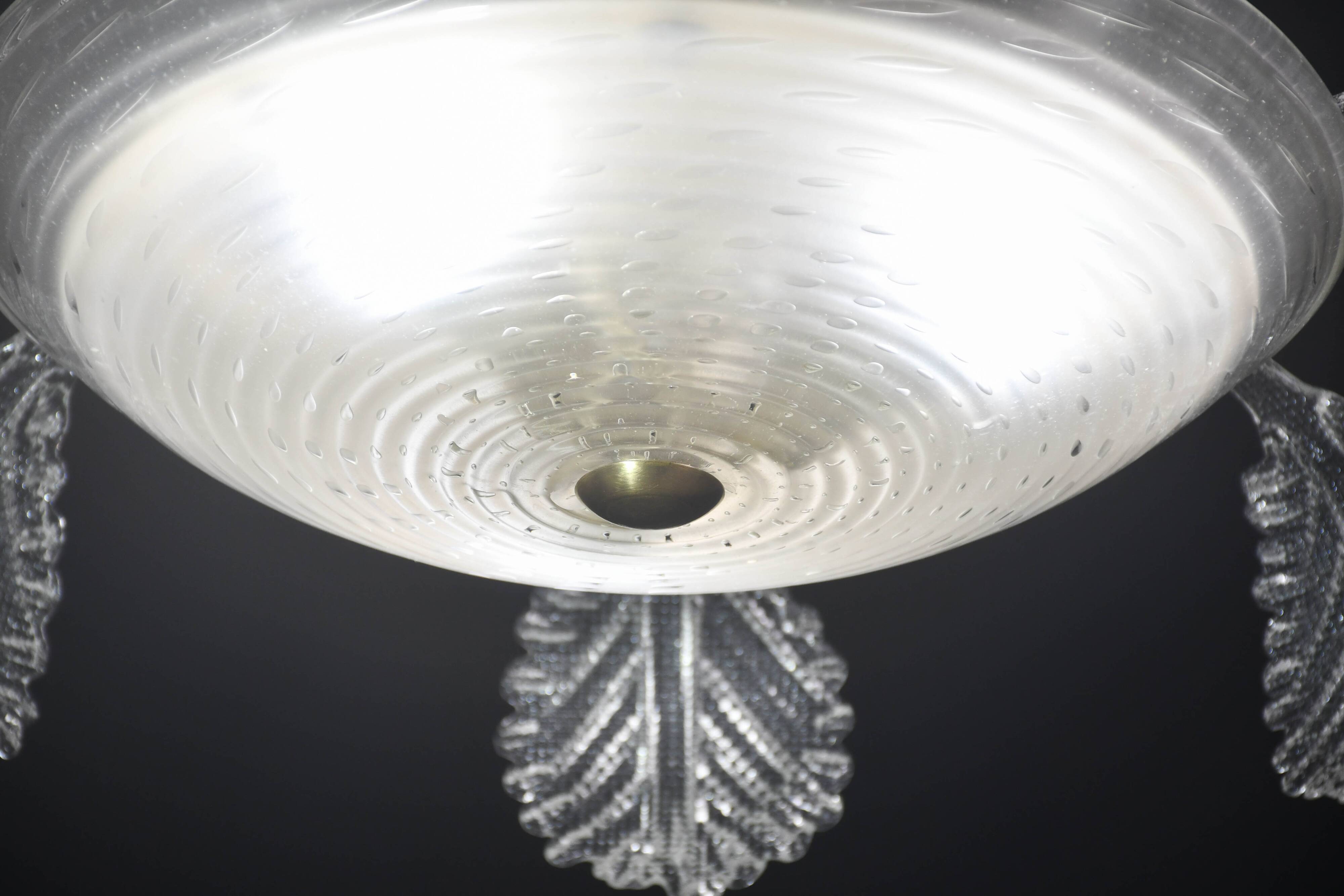 Art Deco Barovier e Toso Chandelier, Murano Glass, 1940s