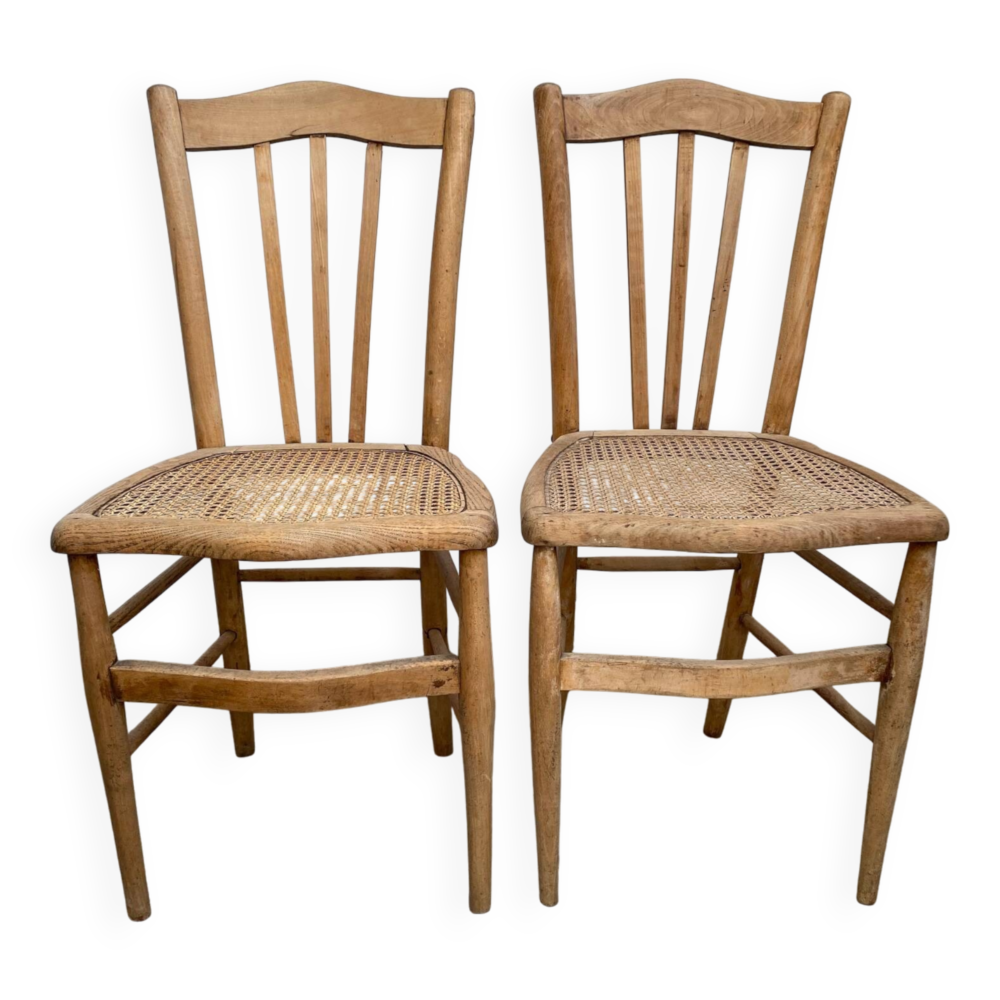 Pair of caned bistro chairs