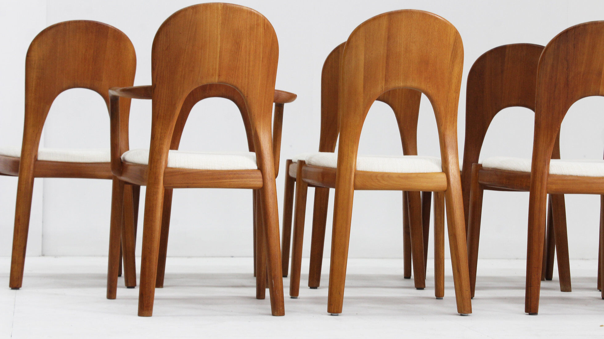 Vintage Danish dining chairs by Niels Koefoed solid teak, set of 10