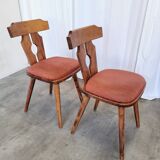 Ensemble de 2 chaises de salle à manger vintage tyroliennes en bois, style ferme autrichienne alpine