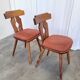 Set of 2 Vintage Tyrolean Wooden Dining Chairs, Austrian Farmhouse Alpine