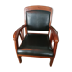 Colonial chair in teak and black leather