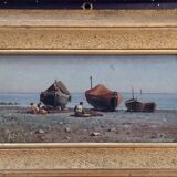 Peinture ancienne sur bois Naples augusto corelli ((rome 1853 - 1918) pêcheurs
