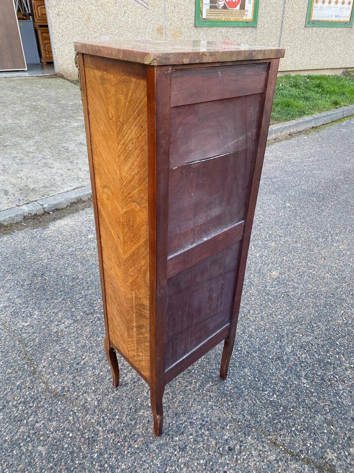 Louis XV transition XVI chest of drawers with 7 drawers in wood and marble