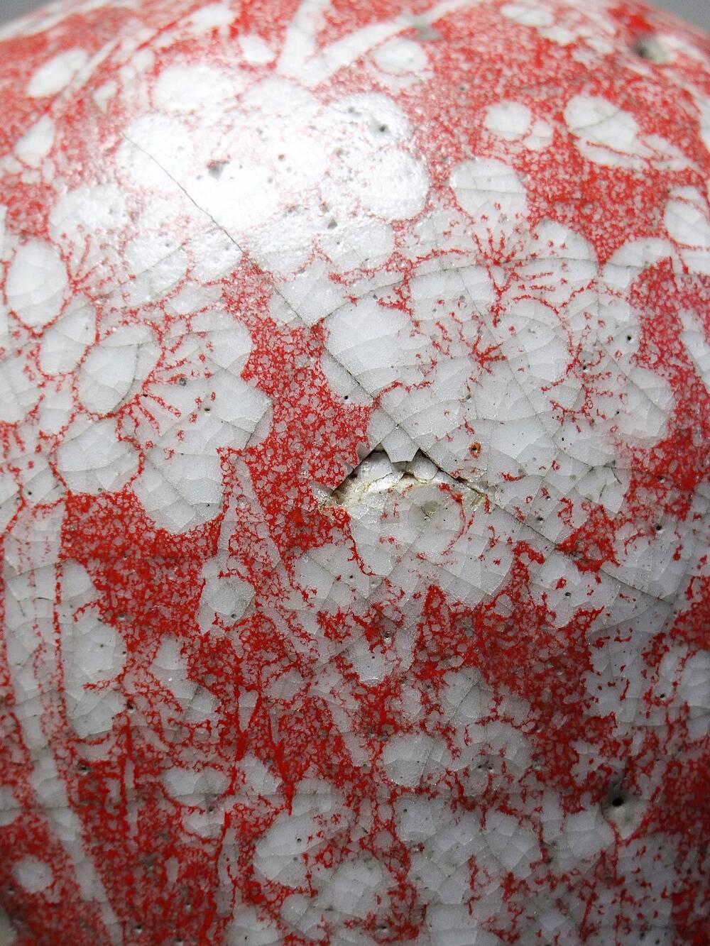 Glazed raku ceramic vase decorated with sakura, vintage 1980s-1990s.