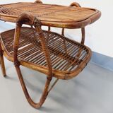 Coffee table with magazine tray in vintage rattan from the 60s