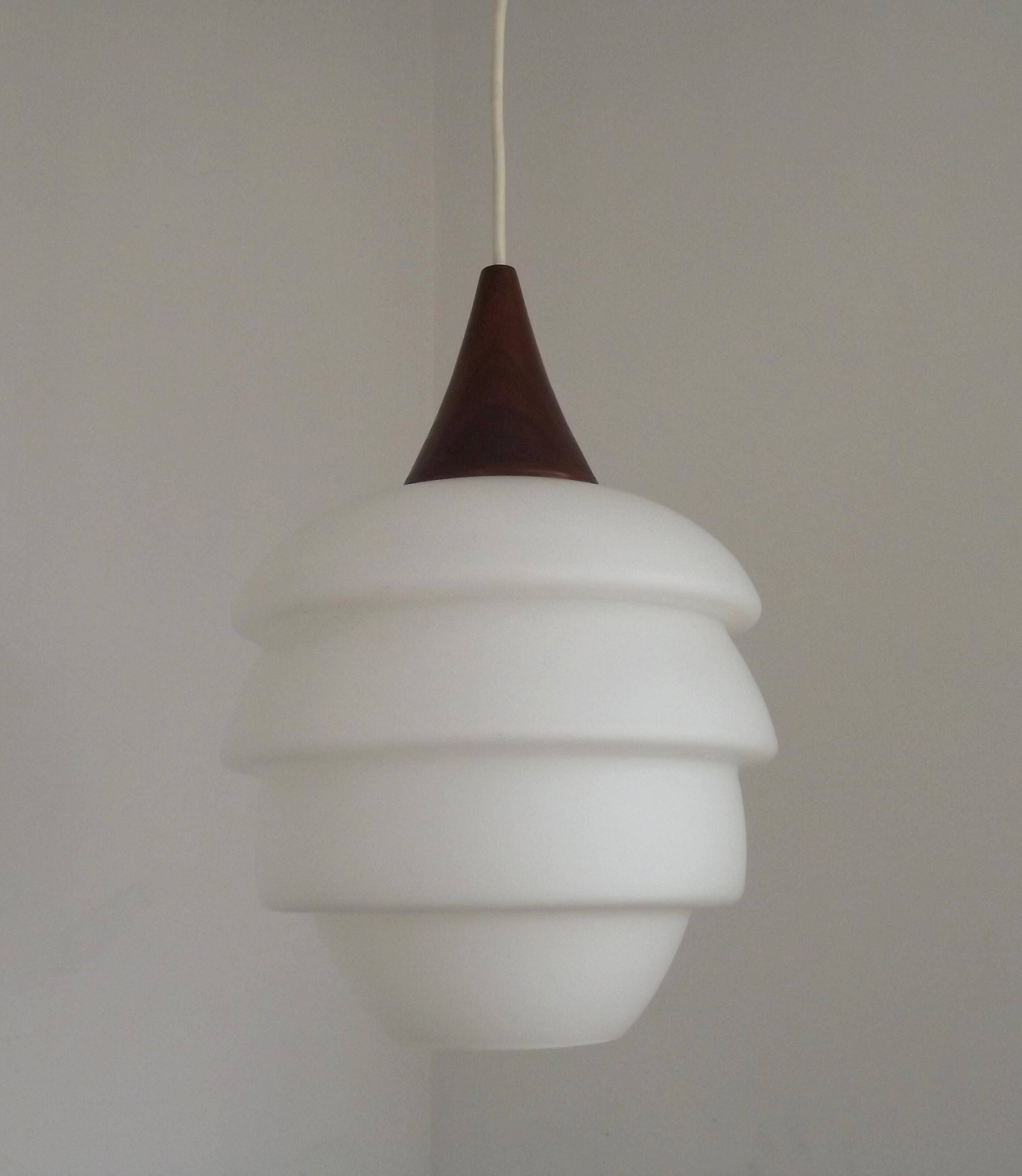 French Vintage Retro Ceiling Light 1960s/70s White Glass Tiered Shade 5589