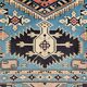 Vintage Kazak rug with geometric oriental motifs, 100% wool.