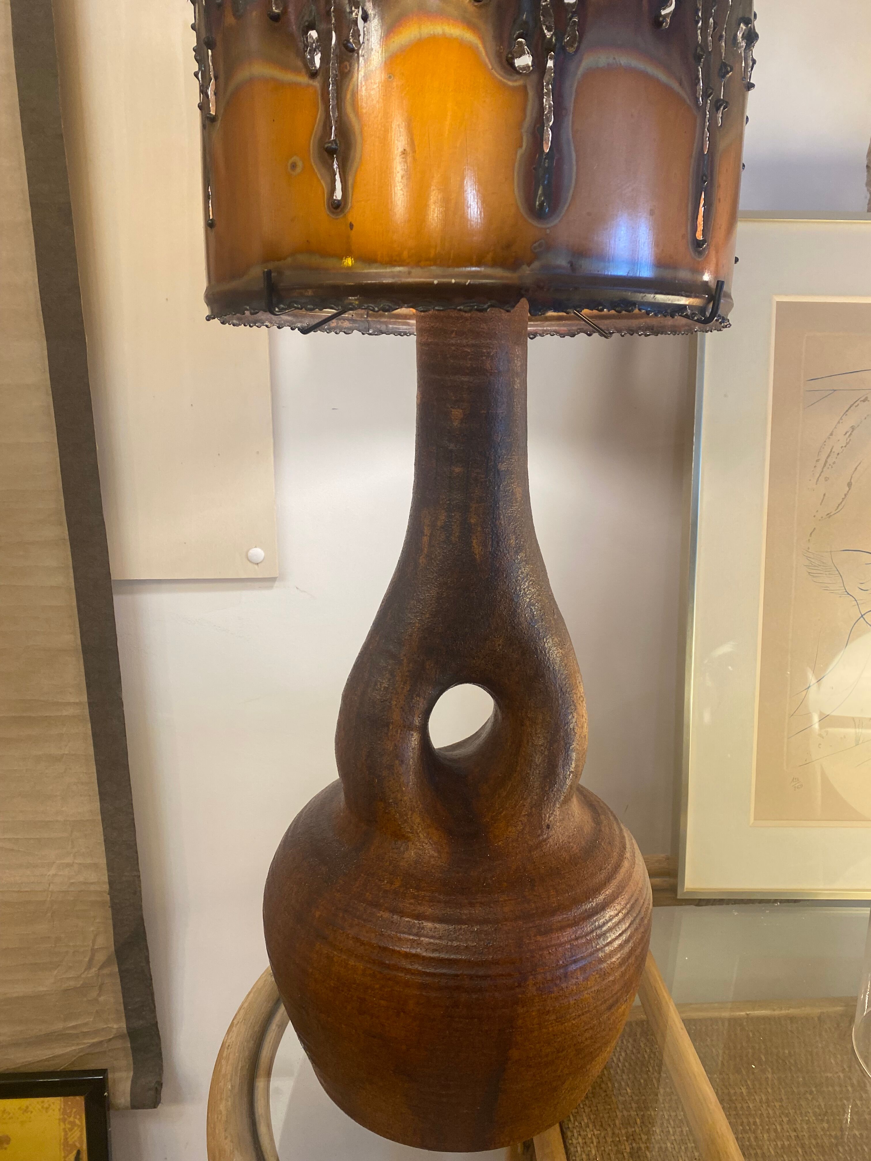 Lampe céramique cuivre Accolay vintage