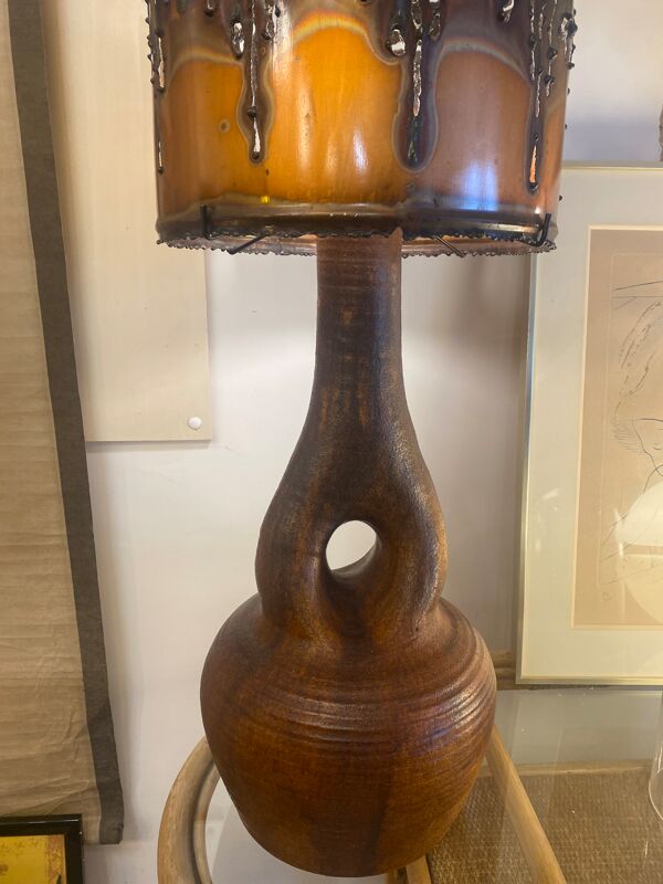 Lampe céramique cuivre Accolay vintage