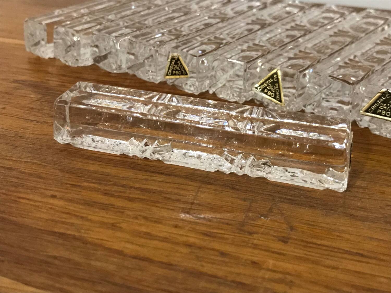 12 porte-couteaux en cristal au plomb vintage