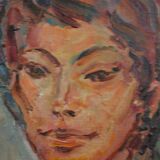 Portrait by Henri Zayan, HST painting, French school, mid-20th century.