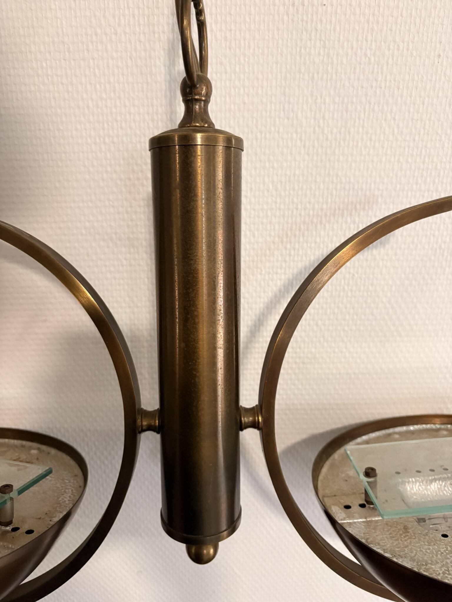 Vintage Space Age Italian Modernist Brass Gold Chandelier