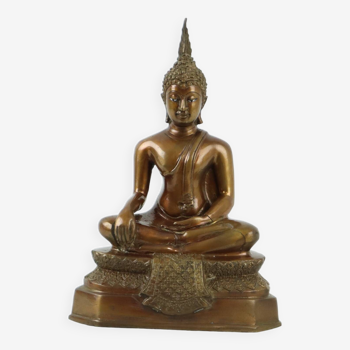 Vintage Brass Buddha Statue Sculpture Sitting Chiang Saen Style