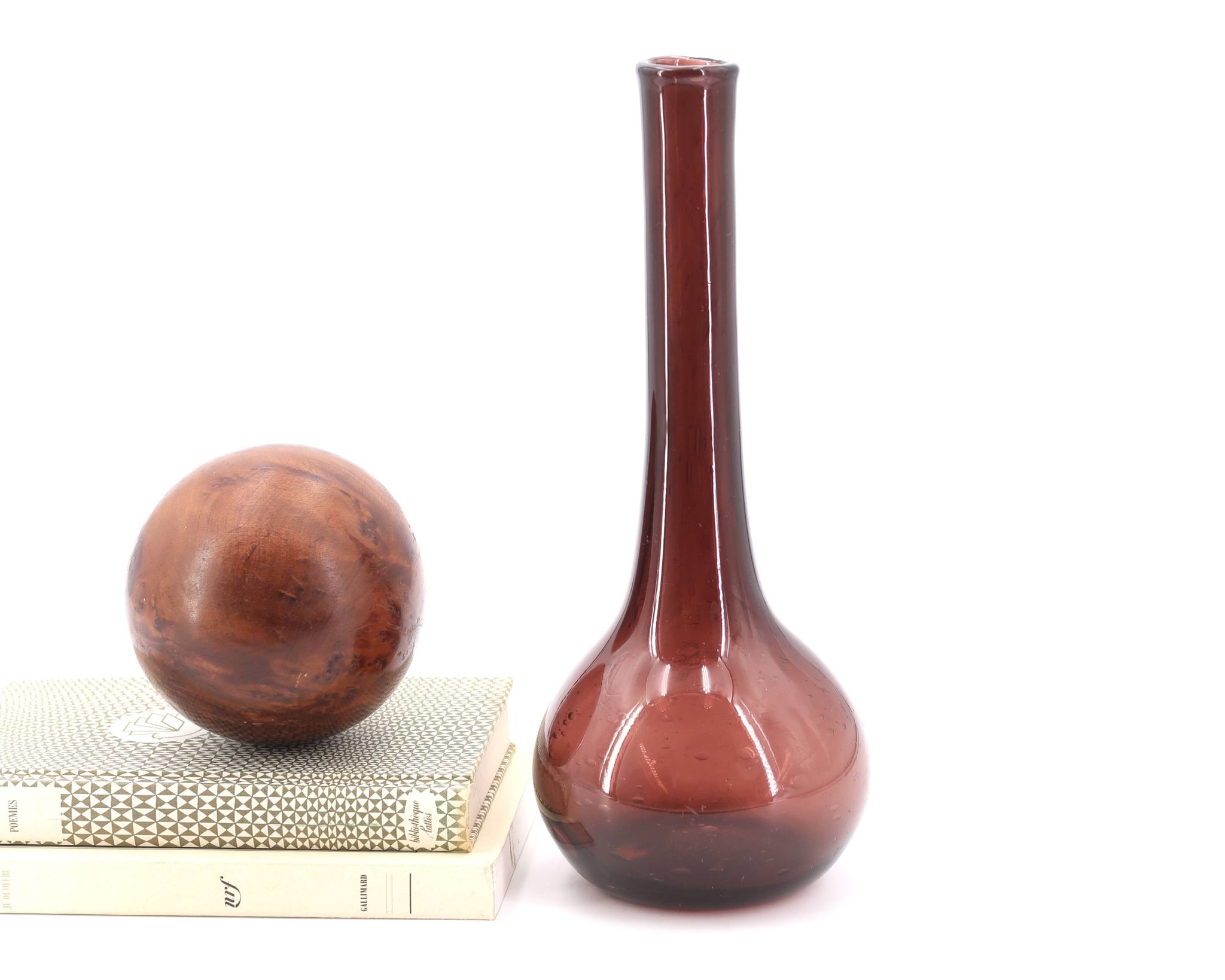 Bubble glass vase from Biot, wine glass, 1970s