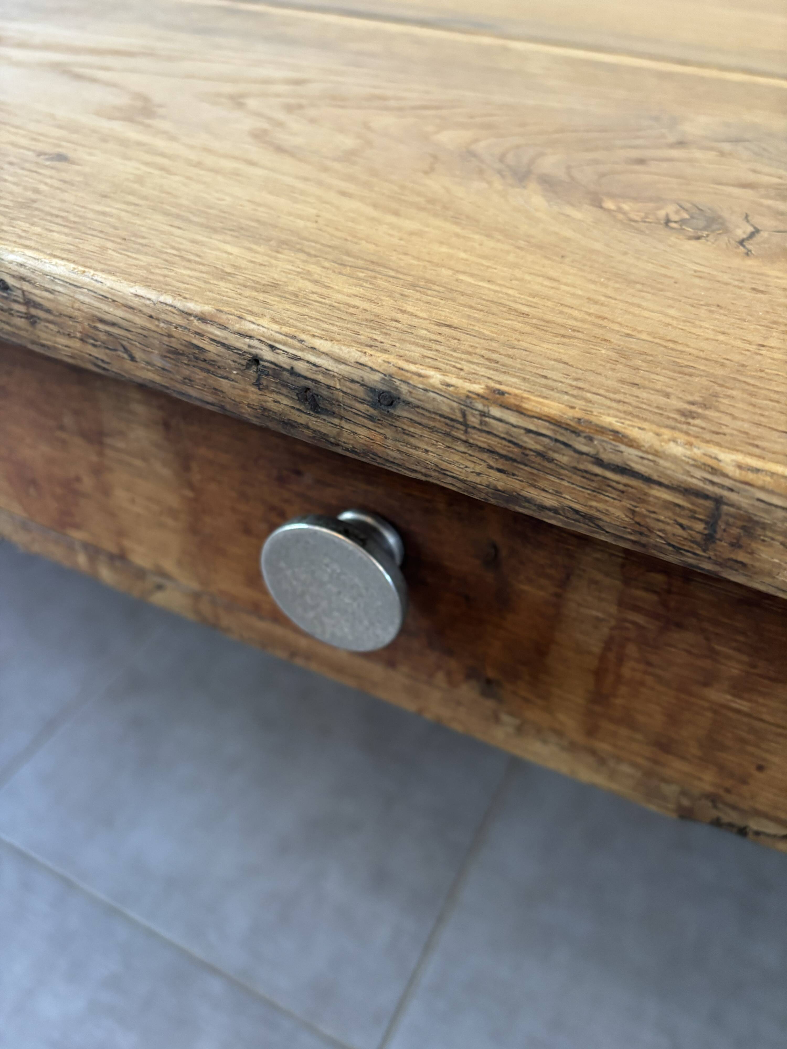 Authentic vintage farmhouse table from the 1950s in solid oak.