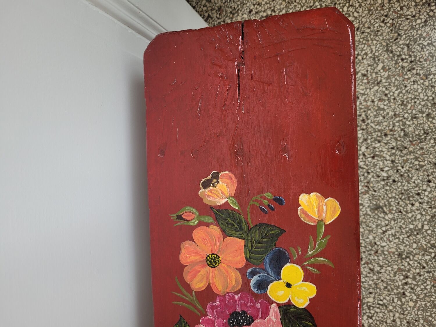 Bench with flowery decorations