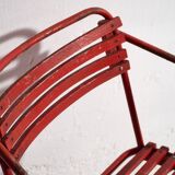 Anciennes chaises de jardin rouges (c.1920). Ensemble de 4 pièces #37