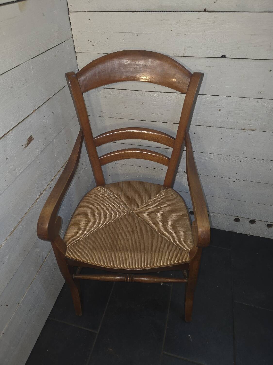 Beechwood office chair with straw seat