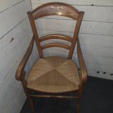 Beechwood office chair with straw seat