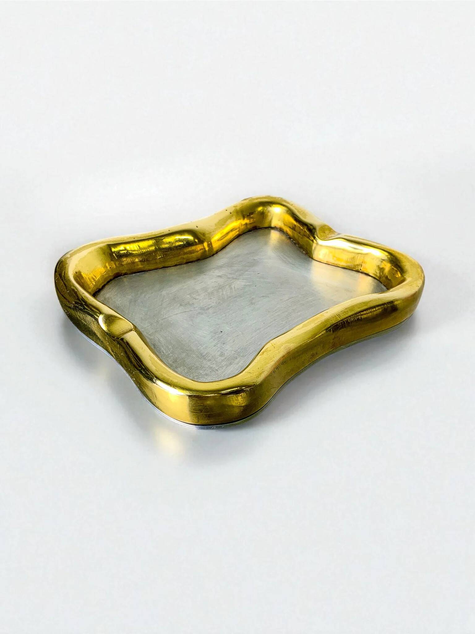 David Marshall brutalist ashtray, bronze and brass, 1970s