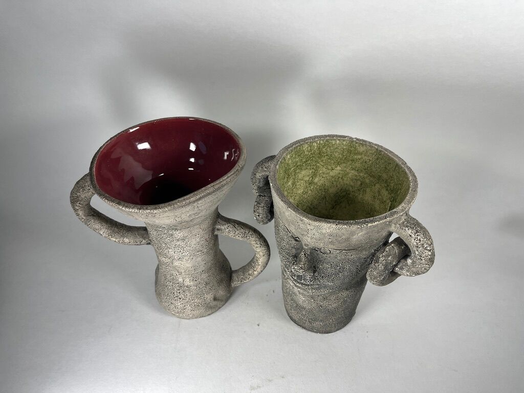 Vases prehistoric Neolithic ceramic 1960 vintage
